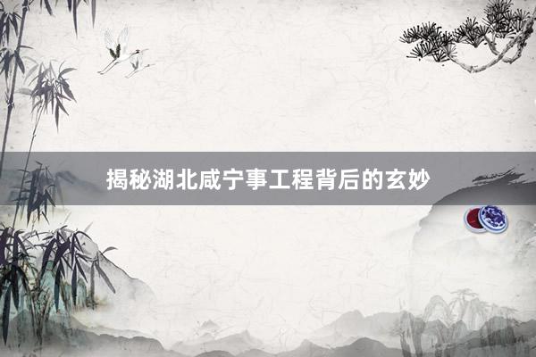 揭秘湖北咸宁事工程背后的玄妙